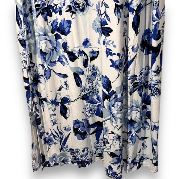 Belle by Kim Gravel Maxi Dress Cardigan Set Blue Floral Knit Womens Size Medium - Picture 6 of 11